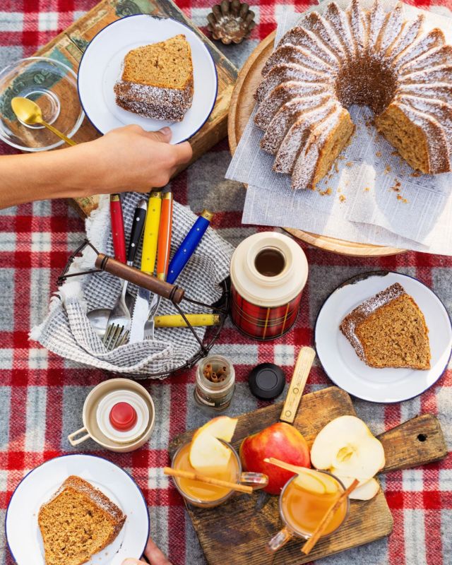 Who’s ready to roll into fall with cozy, autumnal picnics? To kickstart the season, the kids and I are headed to the park to enjoy an Apple Spiced Cake and warm sips of Apple Cider sweetened with our favorite pantry staple, @truvia. #ad  Truvia Sweet Complete Sweeteners are zero-calorie and made with plant-based stevia sweetness. Whether you are using the All-Purpose, Brown, or Confectioners Sweetener, they measure cup-for-cup like sugar in your favorite seasonal baked goods!   Apple Spiced Cake  Serves 12   3 cups (14 oz.) self-rising flour 1 ½ teaspoon baking powder 1 teaspoon baking soda 4 teaspoon ground cinnamon 2 teaspoon ground ginger 1 teaspoon fresh grated nutmeg 1/4 teaspoon ground cloves  3 eggs 1 cup (6.25 oz.) Truvia Sweet Complete Granulated All-Purpose Sweetener  1 cup (5.75 oz.) Truvia Sweet Complete Brown Sweetener  1/2 cup buttermilk 1 tablespoon vanilla extract 3/4 cup vegetable oil  1 1/2 cups (5.5 oz.) peeled and shredded granny smith apple, about 2 large  Heat oven to 350 degrees F. Lightly coat a 10-12 cup bundt pan with non-stick spray. Set aside.   In a large bowl, whisk together the flour, baking powder, baking soda, cinnamon, ginger, nutmeg and cloves. Set aside.  In a second large bowl, add the eggs, and beat until combined. Add both the Truvia Sweet Complete Granulated All-Purpose and Brown Sweeteners, whisk until fully incorporated. Pour in buttermilk, vanilla extract, and vegetable oil, whisk until combined.   Fold dry ingredients into the wet until smooth. Add the grated apples and fold until just combined.   Pour batter in prepared pan and bake for 45 minutes or until a cake tester comes out free of wet batter. Transfer cake to a wire rack and let cool in the bundt pan for 20 minutes. Unmold cake and let cool completely on a wire rack. Before serving, dust with Truvia Sweet Complete Confectioners Sweetener. Enjoy outside with a seasonal beverage!